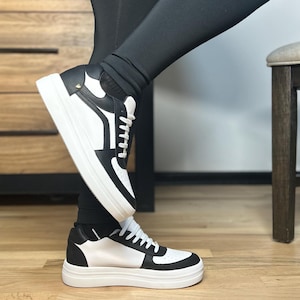 White and Black Platform Sneakers for Women / Casual Style Sneakers/Casual Shoes/Everyday Fashion/ Sol y Luna collection