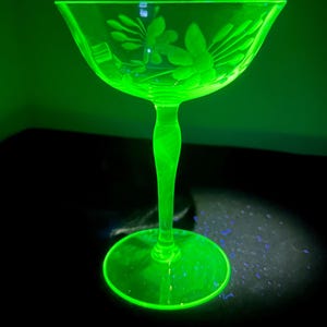 Vintage geätzte Blumen Martini Gläser 4er Set