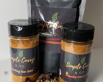 Indian Fusion Spice Gift Set: Smoky Curry BBQ, Butter Chicken Spice Mix, Something Nice
