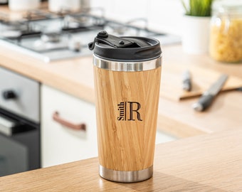 Custom Name And Initial Personalised Bamboo Mug