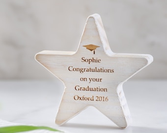 Graduation Gift - Personalised Graduation Gift - Doctoral Studies - Wooden Star -  Gift for Students - Exam Congratulations