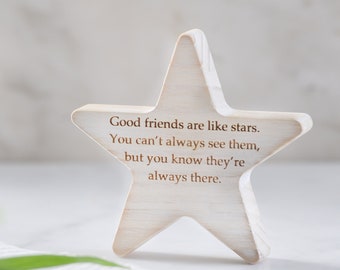 Personalised Good Friends Wooden Star Keepsake Gift | Gift For Friends | Gift For Her | Personalised Birthday Gift