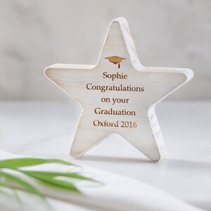 Graduation Gift - Personalised Graduation Gift - Doctoral Studies - Wooden Star -  Gift for Students - Exam Congratulations