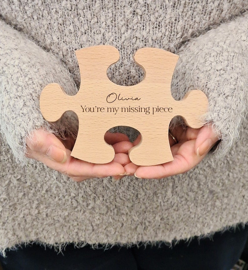 Personalised Puzzle Piece Gift For Her Beech image 1