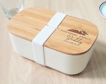 Personalised Eco Friendly Bamboo Lunch Box, Bentobox, Eco, Food Safe, Zero Waste, Vegan, plastic free, Camping