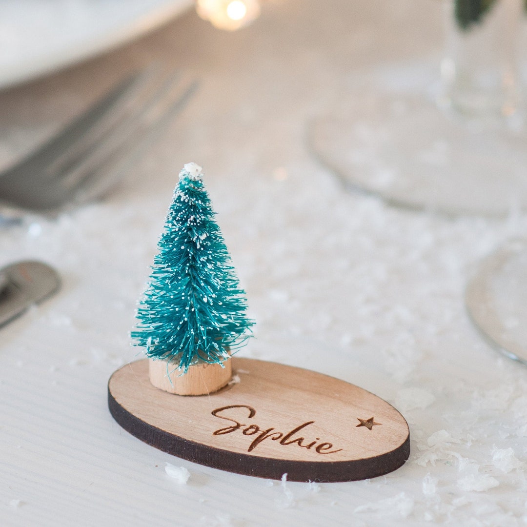 Personalised Christmas Tree Place Settings Cherry Wood Etsy UK