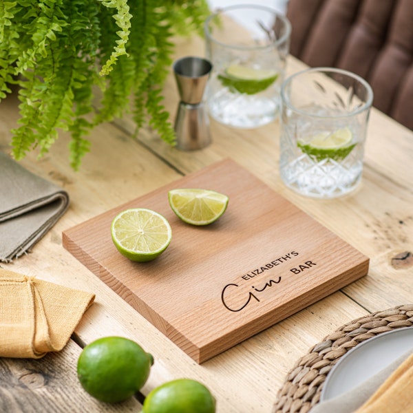 Gin Gift, Personalised Gin Bar Chopping Board