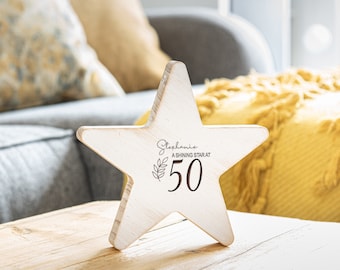 Personalised Wooden Star 50th Birthday Gift For Her