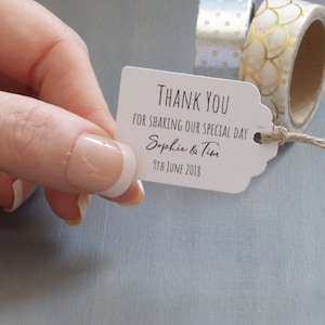 Personalised Wedding Favour Tags - Thank You Tags - Thank You For Sharing Our Special Day - White Tags -