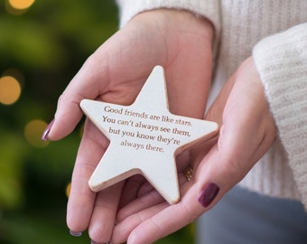 Best Friend Gift - Good Friends Personalised Wooden Star Keepsake - secret santa friends gift - Best Friend gift