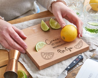 Retirement Gift, Personalised Gin Chopping Board