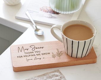 Personalised Gift For Teachers, Helping Me Grow, Personalised Tea & Biscuit Board Gift