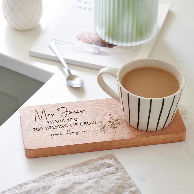 Personalised Gift For Teachers, Helping Me Grow, Personalised Tea & Biscuit Board Gift image 1