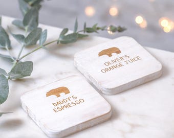 Personalised Daddy & Me Coaster Set – Custom Dad  Child Drink Coasters, Father’s Day Gift, Keepsake Set of Two