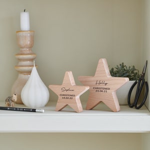 Personalised Christening Gift Wooden Star - Beech