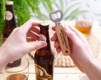 Personalised Father's Day Bottle Opener | Engraved Dad Gift | Custom Name Barware | Beer Lover Gift for Him | Dad Birthday Present UK