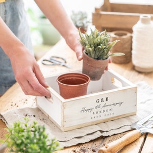 Anniversary Gift Personalised Wooden Planter