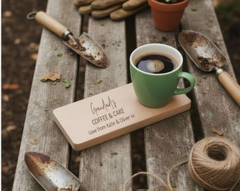 Personalised Tea and Biscuit Board | Custom Engraved Coffee Tray For Grandad