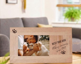 Dog Dad Gifts | Personalised Photo Frame | Laser Engraved Fathers Day Gift From The Dog