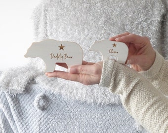 Gifts For Him, Daddy and Me Personalised Wooden Bears, Eco Friendly Gifts For Men, Stocking Fillers For Him