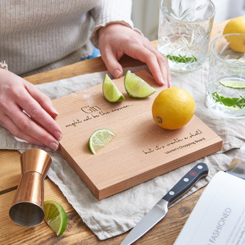 Gin Might Not Be The Answer But It's Worth A Shot, Personalised Chopping Board Secret Santa Gift, Fun Gift For Friends image 1