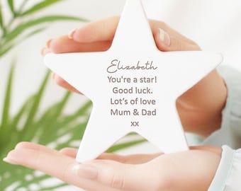 GCSE Personalised Wooden Star Award | Exam Congratulations Gift | Engraved Keepsake Decoration