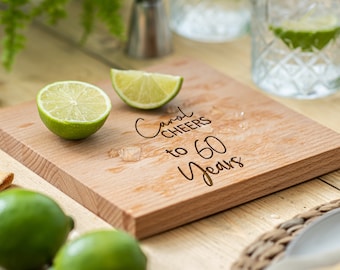 60th Birthday Gift, Milestone Birthday Gift, Cheers To 60 Years, Gin Chopping Board