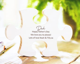Personalised Wooden Jigsaw Piece | Engraved Father's Day Gift
