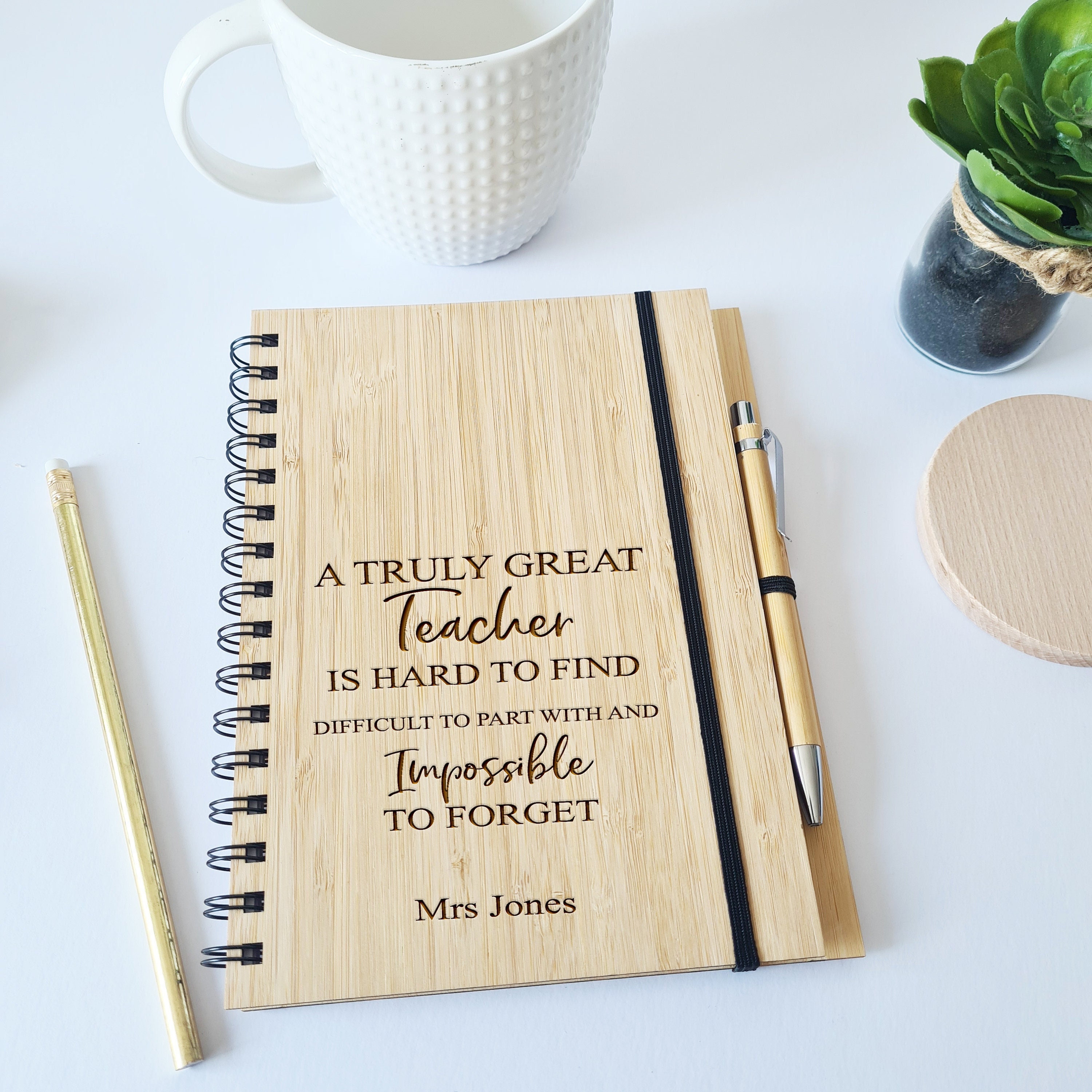 Personalized Bamboo Teacher Notebook: Engraved Gift - Etsy