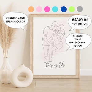 Retrato personalizado con dibujo de una línea / Regalo personalizado para pareja, familia o boda a partir de una foto / Ilustración de arte lineal para aniversario