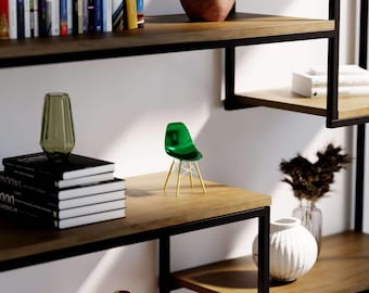 Original Handcrafted Mid-Century Modern Shell Chair Replica in 1/6 Scale - Metallic Green