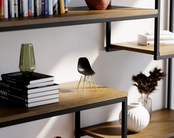 Original Handcrafted Mid-Century Modern Shell Chair Replica in 1/6 Scale - Black