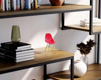 Original Handcrafted Mid-Century Modern Shell Chair Replica in 1/6 Scale - Clear Magenta
