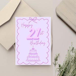 Carte d'anniversaire - 21 nœuds (violet)