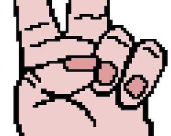 Peace Hand Grid Crochet or Cross Stitch Pattern