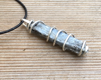 Blue Kyanite Pendant...NIGHT MAGIC features a blade of Blue Kyanite that is Spiral wrapped in Silver wire.