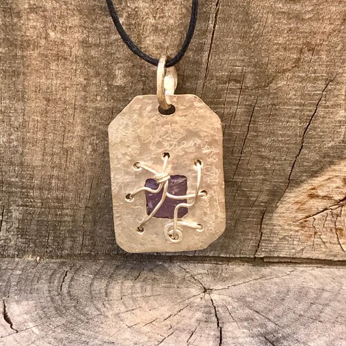 Light Ceremony - shops Woven Light Collection...Hammered Silver and Purple Scapolite Pendant