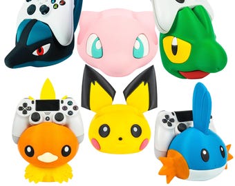 Pokémon Controller Stand | PS, Xbox, PC, Switch | Treecko, Torchic, Mudkip, Lucario, Mew | Gamer Desk Organizer