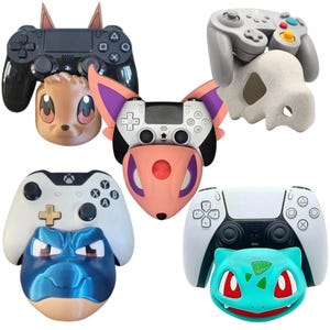 Support pour manettes Pokémon | PlayStation, Xbox, PC, Switch | JMentali, Tortank, Évoli, Bulbizarre, Osselait, organisateur de bureau gamer