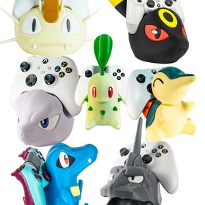 Support manette Pokémon | PlayStation, Xbox, PC, Switch | Mewtwo, Miaouss, Onix, Germignon, Héricendre, Kaiminus | Organisateur de bureau