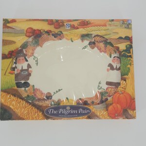Publix Thanksgiving The Pilgrim Pair Sirtter Bandeja para servir 17"x13" Caja Pilgrims USA
