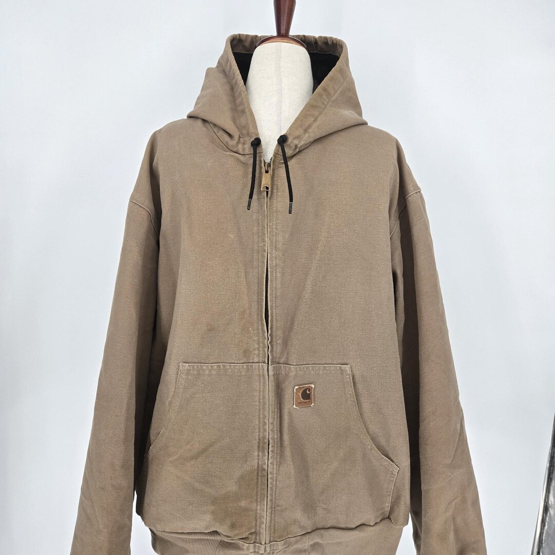 Carhartt Jacket Mens Extra Large Brown Duck Canvas Zip Hoodie USA