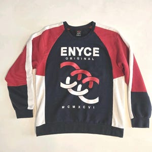 Enyce Men'ls XL Colorblock Crewneck Sweatshirt Red White Navy Y2K Hip Hop Puffy