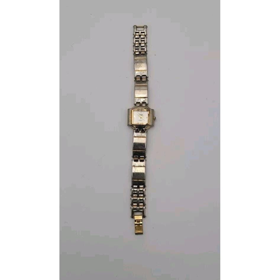 Vtg Vivani Gold and Silver Tone Stainless Square Face Watch  display picture 2