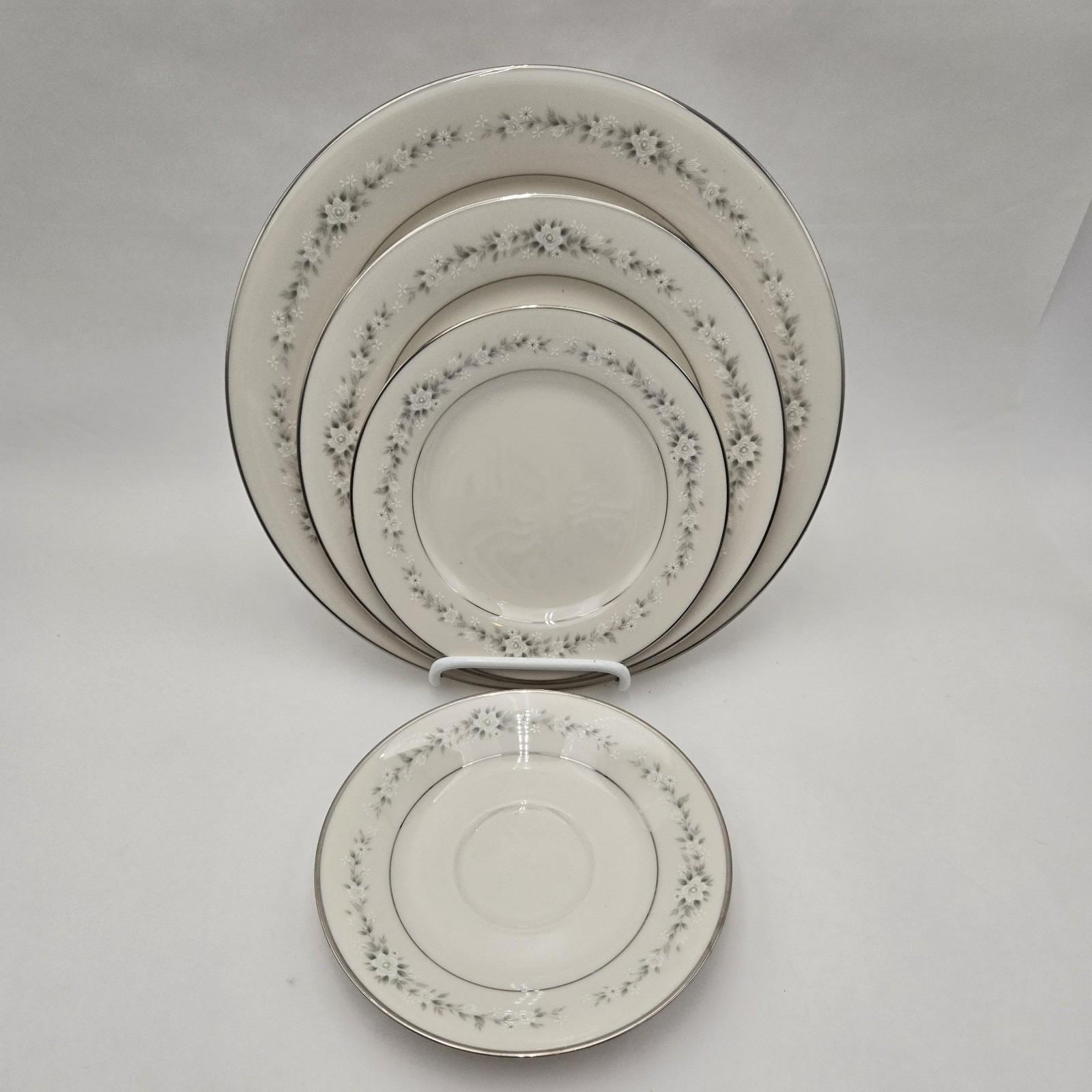 Noritake Ivory China Heather 7548 Floral Platinum Dinnerware Japan