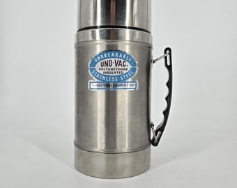 Vintage Uno-Vac Stainless Steel Unbreakable Insulated Food Thermos  1 Qt 175 278