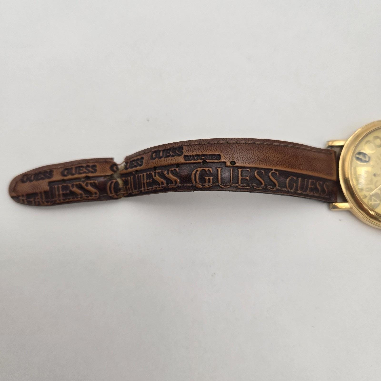Vintage 1995 Guess Original Watch Gold Dial Logo Japan 