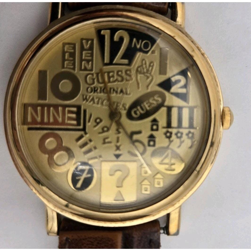 Vintage 1995 Guess Original Watch Gold Dial Logo Japan  display picture 1