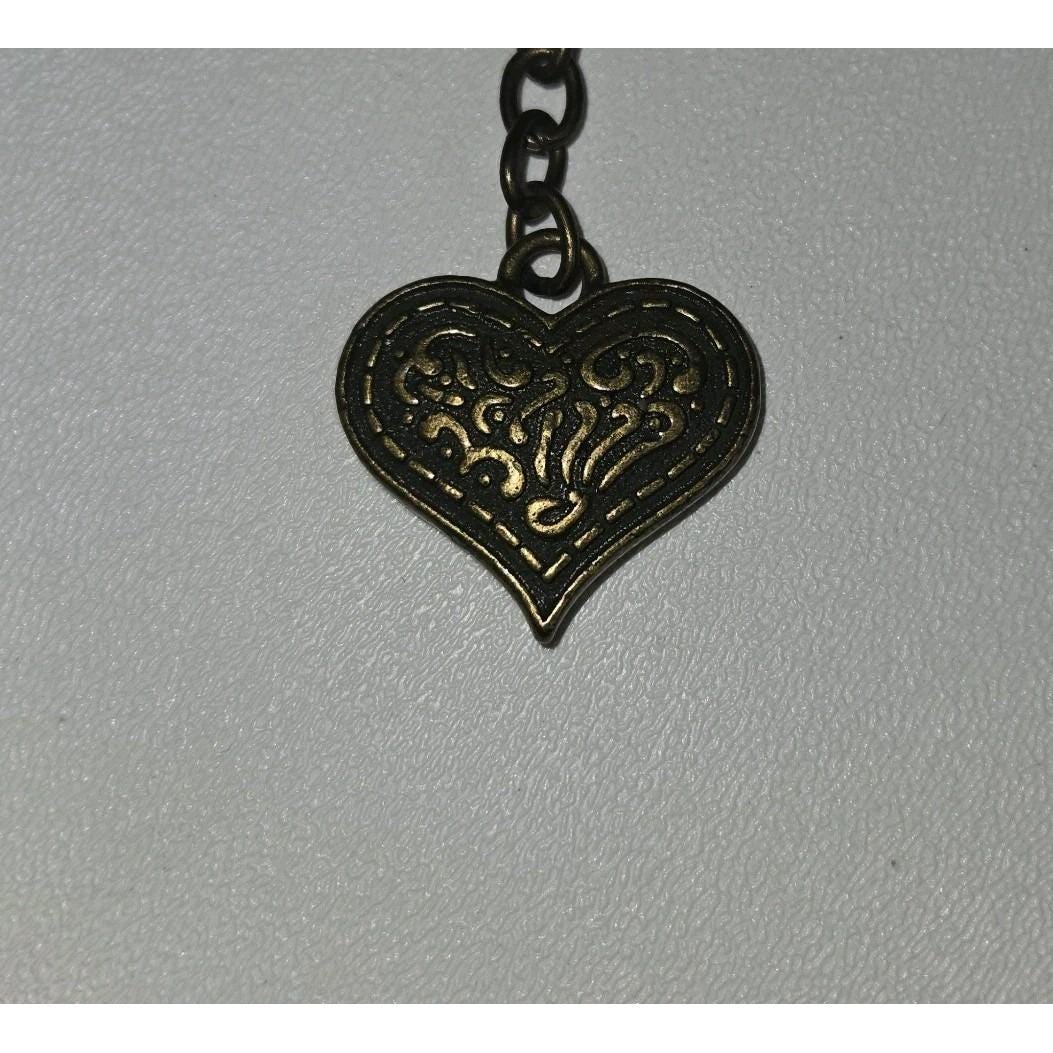 Nine West Vintage Metal Heart Chain Belt Brass Tone Link Heart Charm 43 Y2K Boho Nine West Vintage Heart Charm Chain Belt, Brass Tone Y2K  main image 2
