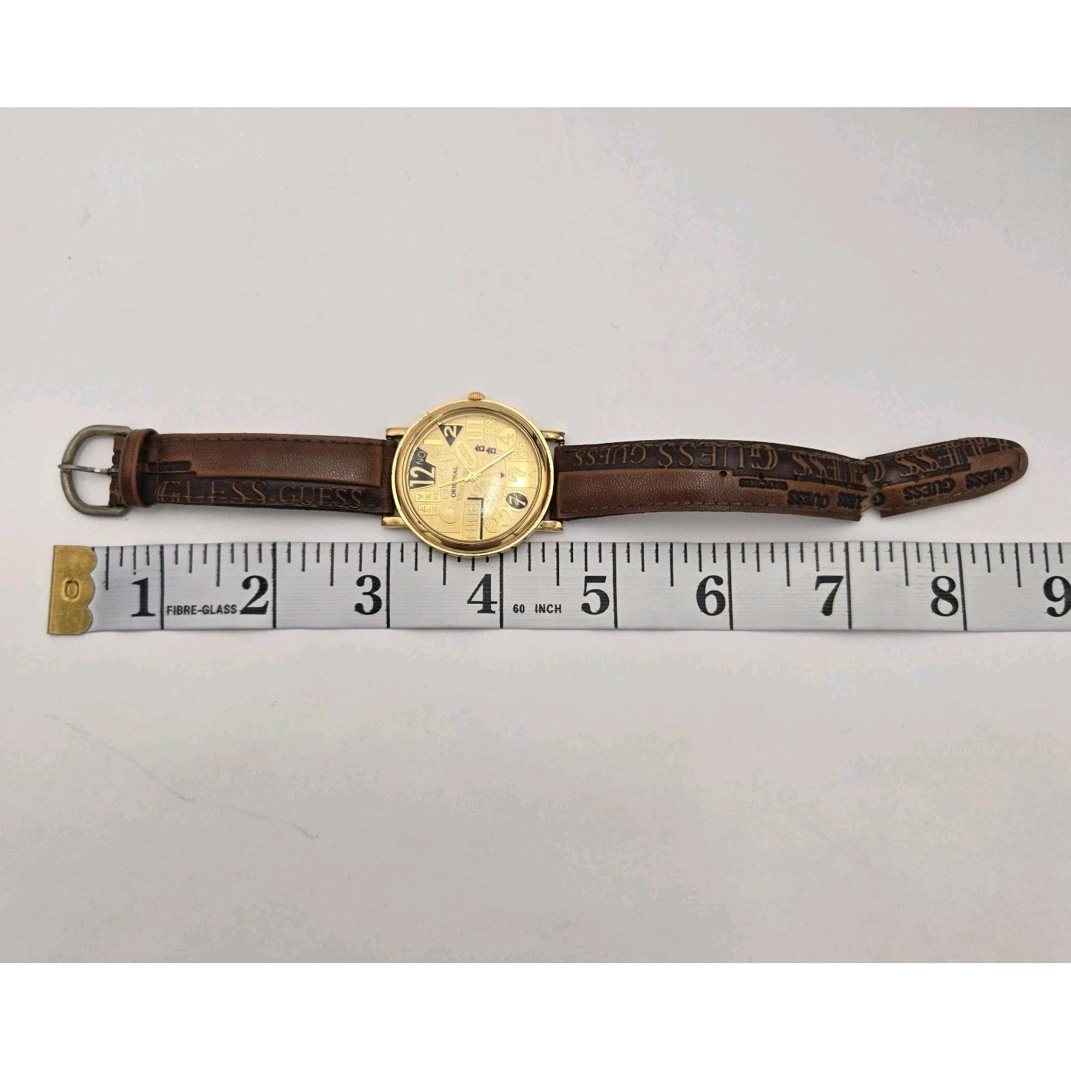 Vintage 1995 Guess Original Watch Gold Dial Logo Japan 